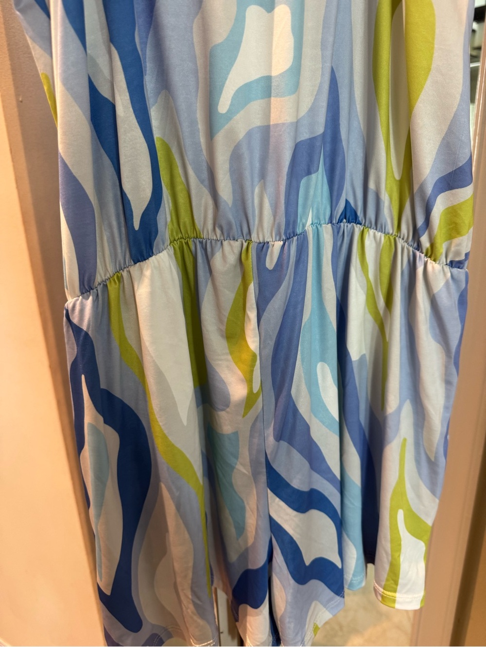 Pucci Style Print Blue & Lime Abstract Print Romper